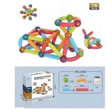 Магнитный конструктор светящийся Mic Magnetic Sticks blocks, 76 деталей (7803): Количество деталей, шт. 76