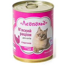 Вологий корм для котів Леопольд М'ясний раціон з індичкою 360 г х 8 шт. (4820185490436-8): Тип вологий корм
