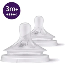Соска силиконовая Philips AVENT Natural 3м+ средний поток 2шт. (SCY964/02): Поток средний
