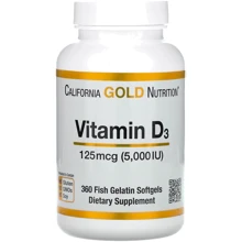 California Gold Nutrition Vitamin D3 125 mcg Витамин Д3 360 капсул: Тип Витамин D