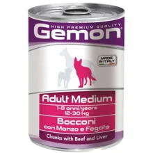 Вологий корм Gemon Dog Wet Medium Adult для собак шматочки з яловичиною та печінкою Вага: 0.415 кг (70387859): Тип Влажный корм