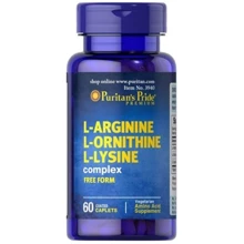 Puritan's Pride L-Arginine L-Ornithine L-Lysine (1447 mg / 900 mg / 1200 mg) 60 Tablets: Вкус Без вкуса