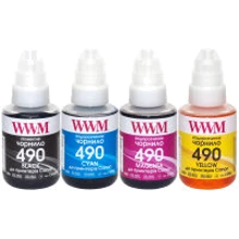 Чорнило WWM Canon GI-490, 140г*4 (BP/C/M/Y) (C490SET4): Колір набір (set), Yellow, Magenta, Black, Cyan