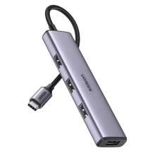 Адаптер Ugreen Adapter CM473 USB-C to 4xUSB3.0 HUB Space Gray (20841): Колір серый