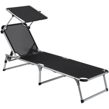 Кровать для кемпинга Bo-Camp Sun Lounger With Sunscreen 5 Positions Black раскладная (1304460): Производитель Bo-Camp