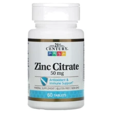 21st Century Zinc Citrate Цинк Цитрат 50 mg 60 таблеток: Тип Цинк