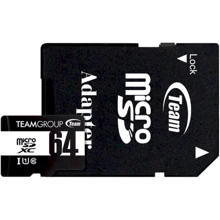 Карта памяти Team 64GB microSDXC Class 10 UHS-I + adapter (TUSDX64GCL10U03): Тип карты MicroSDXC