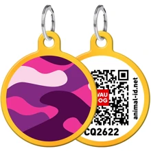 Адресник WAUDOG Smart ID с QR-паспортом, рисунок "Розовый камо", круг, 25 мм, золото (0625-0002-17): Производитель WAUDOG