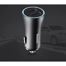 Зарядное устройство Baseus USB Car Charger Golden 2xUSB 24W 2.4A Black (CCALL-DZ01): Сила тока 2.4А и более