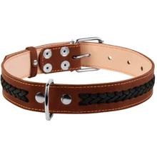 Ошейник Collar двойной с вплетенной косой 2.5x38-50 см коричневый: Производитель Collar