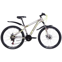 Велосипед Discovery TREK DD 2021 M 26" серый с желтым (OPS-DIS-26-396) 15: Материал рамы Сталь