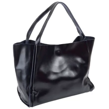 Жіноча сумка шоппер Borsa Leather чорна (10251-black): Стать Женский