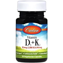 Carlson Labs Vitamin D3 + K2, 50 mcg (2000 IU) + 90 mcg, 30 Vegetarian Capsules (CAR-10600): Тип вітамін D