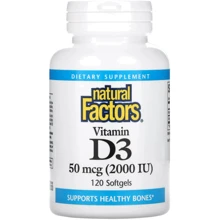 Natural Factors Vitamin D3 Витамин Д3 2000 МЕ 120 капсул: Тип Витамин D