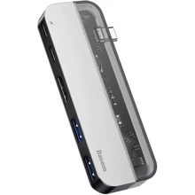Адаптер Baseus Adapter USB-C to 2xUSB-C+HDMI+2xUSB Space Gray (CAHUB-TD0G): Цвет серый