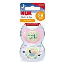 Пустышка NUK Trendline Day&Night Girl Силикон 0-6 мес 2 шт (3953124): Возраст с рождения