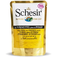 Влажный корм для кошек Schesir Tuna Chicken тунец с куриным филе в желе, 100 г: Тип Влажный корм