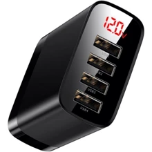 Зарядное устройство Baseus USB Wall Charger 4xUSB 2.4A Mirror Lake Black (CCJMHB-B01): Кабель в комплекте отсутствует
