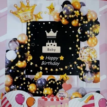 Украшение помещений Фотозона из воздушных шаров T-8621 Happy birthday черная: undefined undefined
