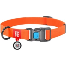Нашийник для собак WAUDOG Waterproof c QR-паспортом металева пряжка-фастекс 25 ммx35-38 см помаранчевий (27774): Виробник WAUDOG
