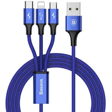 Кабель Baseus USB Cable to Lightning/microUSB/USB-C Rapid 1.2m Blue (CAMLT-SU13): Тип USB Cable - Lightning/microUSB/USB-C