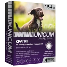 Капли от блох и клещей Unicum PRO для собак 1.5-4 кг перметрин 3 шт. уп. (UN-085): Тип Капли
