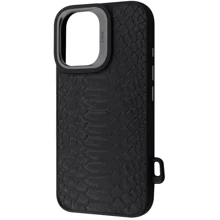 Чехол для iPhone Kajsa Snake Pattern with Magnetic Ring Black for iPhone 16: Цвет черный