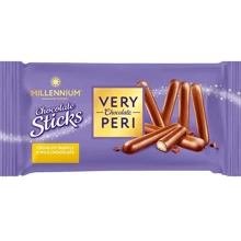 Трубочки вафельные злаковые Millennium Chocolate sticks Very Peri в молочном шоколаде с начинкой 80 г (4820240036906): Вес нетто 80 г