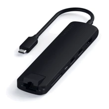 Адаптер Satechi Adapter USB-C to 2xUSB3.0+HDMI+USB-C+RJ45+SD Black (ST-UCSMA3K): Колір чорний
