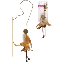 Игрушка Flamingo Penken Dangler with Catnip Ball удочка дразнилка с кошачьей мятой мяч с перьями 27 см (59131): undefined undefined