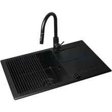 Кухонная мойка Pyramis KEROS 76x48 1B 1D Black Edition+кран IDEA Black Edition (070247001BE): Форма Прямоугольная