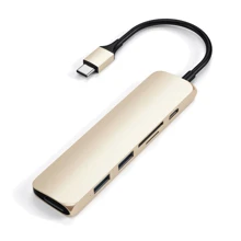 Адаптер Satechi Adapter USB-C to micro SD+SD+2xUSB3.0+USB-C Gold (ST-SCMA2G): Колір золотий