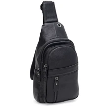 Чоловіча сумка слінг Borsa Leather чорна (k1338-black): Стать Мужской
