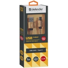 Кабель Defender PRO USB Cable to USB-C 1m Golden (87812): Тип USB Cable - USB-C