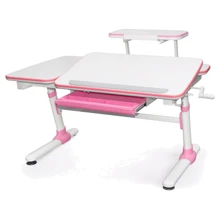 Стол Evo-kids Darwin Pink с полкой (арт.Evo-502 P+полка Evo-513) - столешница белая / вставки розовые: Тип Парта