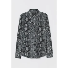 Рубашка H&M 7178548 48 серая с длинным рукавом: Длина рукава Длинный