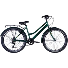 Велосипед Discovery ST 26" PRESTIGE WOMAN Vbr рама с багажником задн St с крылом St 2024 (зеленый) (OPS-DIS-26-590): Материал рамы Сталь