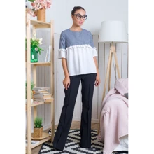 Блуза FLFashion Миннесота ИБМ 1321 44 синяя с коротким рукавом: Сезон Демисезон