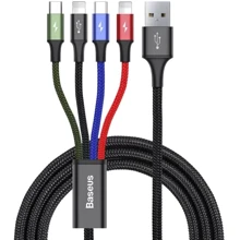 Кабель Baseus USB Cable to Micro USB/Lightningx2/Type-C Fast 4-in-1 3.5A 1.2M Black (CA1T4-A01): Тип USB Cable - Lightning/microUSB/USB-C