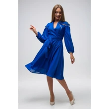 Платье FLFashion Иллюзия ТПИ 2773 44 синее повседневное удлиненное миди: Состав Полиэстер