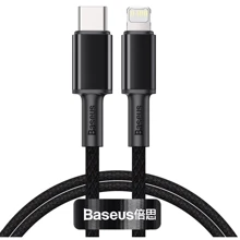 Кабель Baseus Cable USB-C to Lightning PD High Density Braided 20W 1m Black (CATLGD-01): Тип USB-C - Lightning