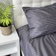 Комплект постільної білизни SoundSleep Stripe Sense Graphite страйп-сатин сімейний графіт (94186079): Матеріал страйп-сатин
