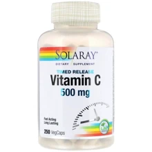 Solaray Vitamin C 500 mg Витамин С 250 веганских капсул: Тип Витамин C