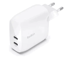 Зарядний пристрій Belkin Wall Charger 2хUSB-З 60W White (WCB010VFWH): Особливості Power Delivery (PD), Швидка зарядка, USB-C