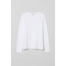 Лонгслив H&M 6968209 M белый: Вид Лонгсливы
