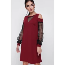 Платье FashionUp PL-1660A 42 бордовое повседневное до середины бедра: Состав Вискоза, Эластан