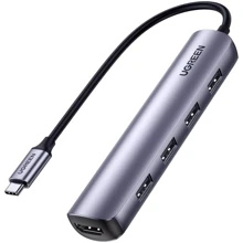 Адаптер Ugreen Adapter CM417 USB-C to 4*USB 3.0+HDMI Space Gray (20197): Колір сірий