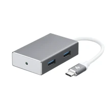 Адаптер 2E Adapter USB-C to 4xUSB3.0 HUB 0.20m Aluminum (2E-W1407): Колір сріблястий
