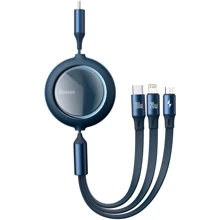 Кабель Baseus USB Cable to Lightning/microUSB/USB-C Bright Mirror Retractable 1.2m Blue (CAMLC-AMJ03): Тип USB Cable - Lightning/microUSB/USB-C