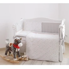 Постельный комплект 6 эл. Twins Premium Little stars 4028-P-052, white/grey, белый/серый: Тип постельный комплект